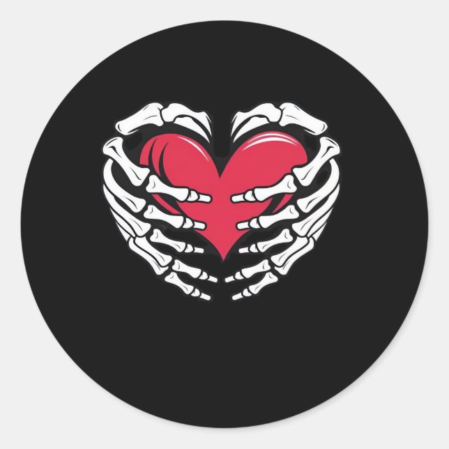 Ed Heart In Skeletal Hands Classic Round Sticker (Front)