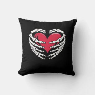Ed Heart In Skeletal Hands Classic Throw Pillow