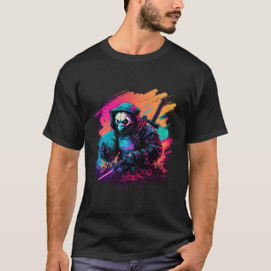 Ed Panda Ninja Steampunk Synthwave T-Shirt