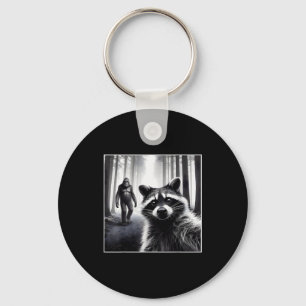 Ed Raccoon Selfie With Sasquatch Bigfoot Funny Rac Keychain