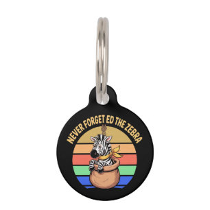 Ed The Zebra Captured Retro Stripes Funny Design Pet Tag