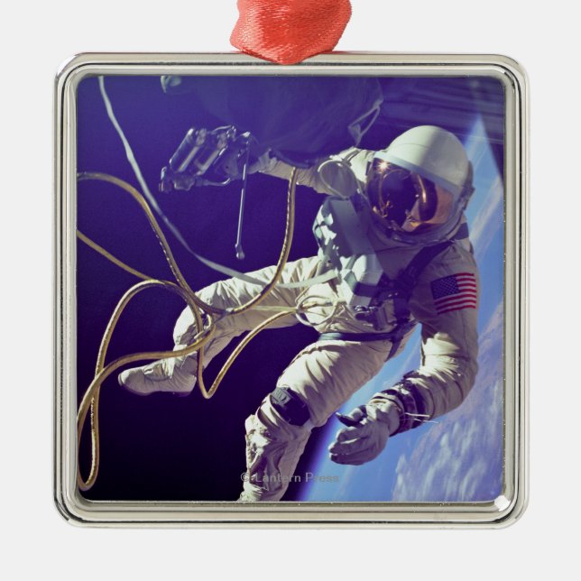 Ed White First American Spacewalker Photograph Metal Ornament (Front)