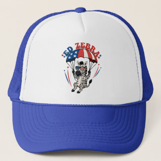 Ed Zebra Happy 4th Of July Patriotic American Flag Trucker Hat