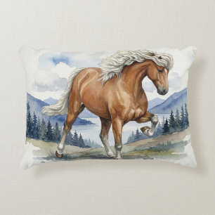 Edda Silver bay Icelandic Horse in the Mountains Accent Pillow