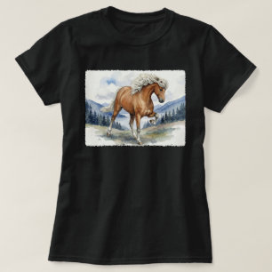 Edda Silver bay Icelandic Horse in the Mountains T-Shirt