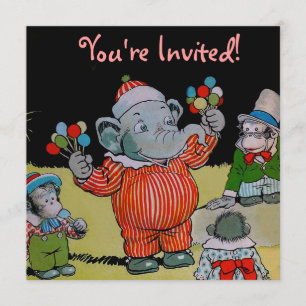 Eddie Elephant Having A Party Invitation