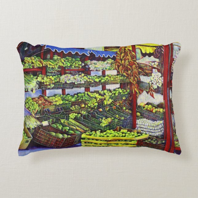 Eddie's Market, Hungary Decorative Pillow (Front)