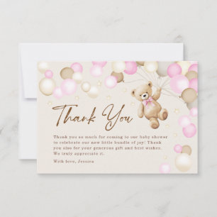 eddy Bear Girl Baby Shower Thank You Card