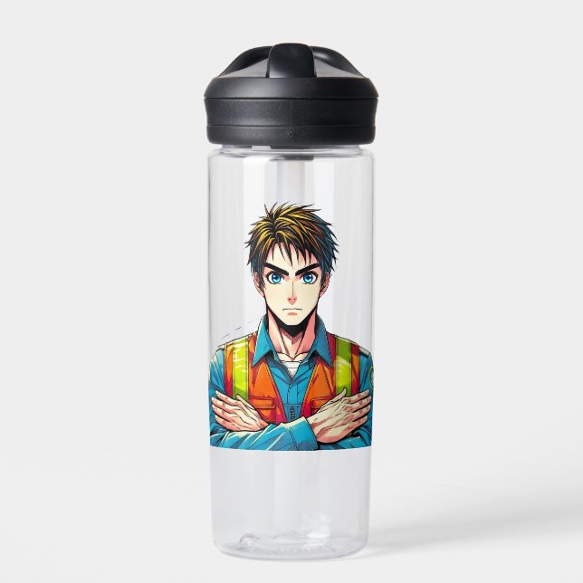 Eddy®+ water bottle with manga security specialist (Front)