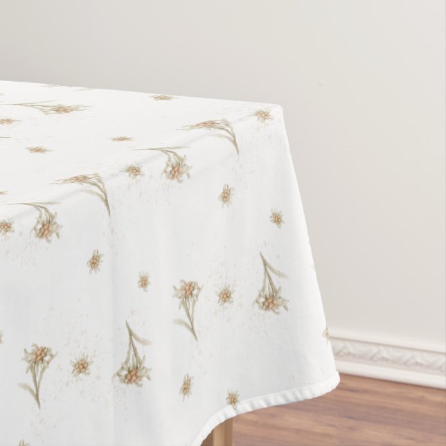 Edelweiss Alpine Flower Watercolor Tablecloth (In Situ)