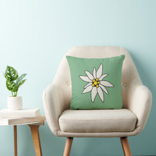 Edelweiss Chalet Flower Retro Huts Vintage Alm Throw Pillow