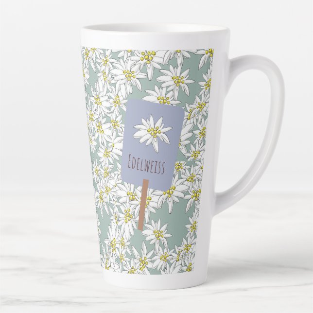 Edelweiss Cute Hand-Illustrated Latte Mug (Right)