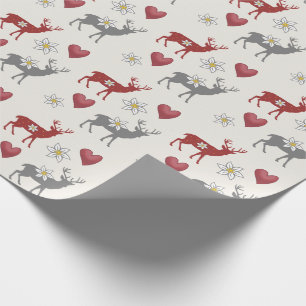Edelweiss Deer and Hearts Wrapping Paper