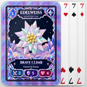 Edelweiss Flower, Rainbow Foil Art Playing Cards