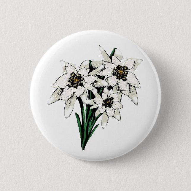 Edelweiss Flowers 2 Inch Round Button (Front)