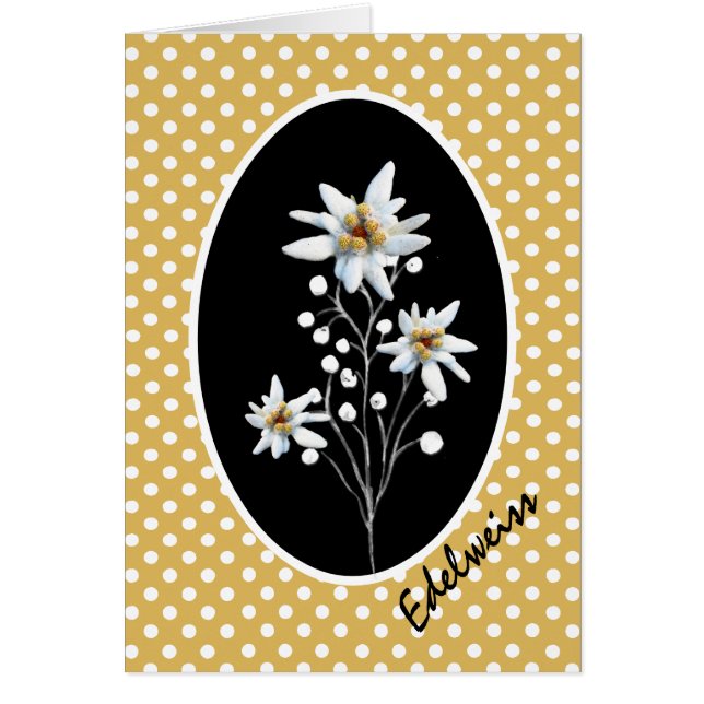 Edelweiss Flowers on Yellow and White Polka Dots (Front)
