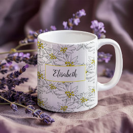 Edelweiss Hand-Illustrated Personalized Watercolor Coffee Mug