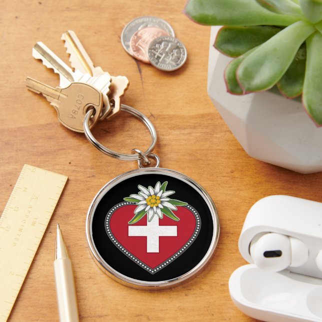 Edelweiss Heart Swiss Keychain (Desk)