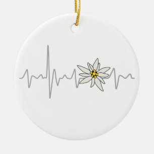 Edelweiss Heartbeat Oktoberfest Vintage Souvenir Ceramic Ornament