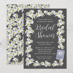Edelweiss Moody Charcoal Wildflower Bridal Shower Invitation