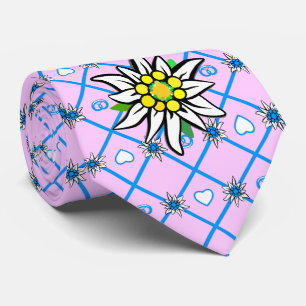 Edelweiss on blue knows yellow / double side print tie