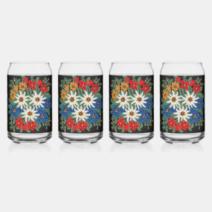 Edelweiss Swiss Alpine Flower  Can Glass
