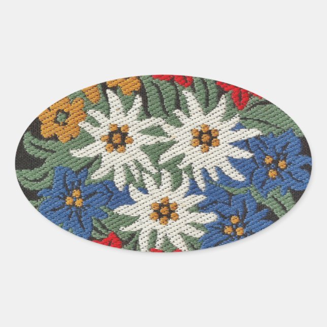 Edelweiss Swiss Alpine Flower Oval Sticker (Front)