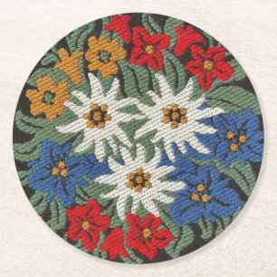 Edelweiss Swiss Alpine Flower Round Paper Coaster
