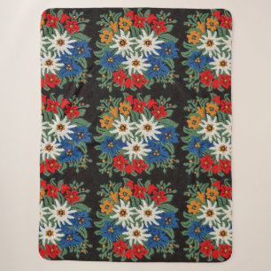 Edelweiss Swiss Alpine Flower Sherpa Blanket