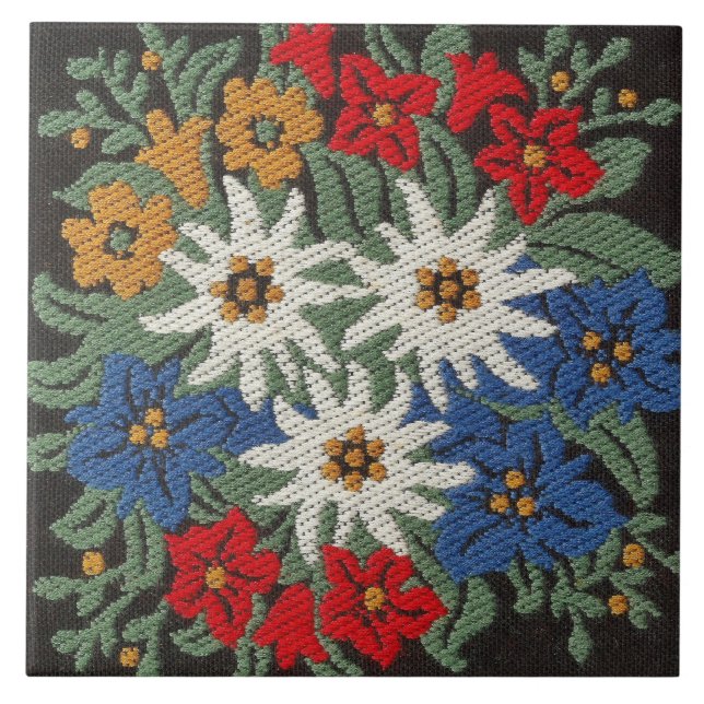 Edelweiss Swiss Alpine Flower Tile (Front)