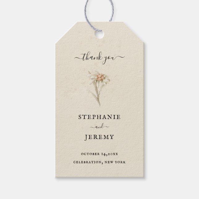 Edelweiss Vintage Floral Wedding Gift Tag (Front)