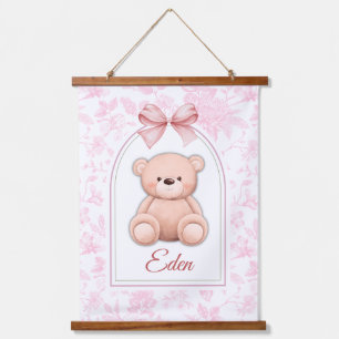 Eden   Custom Pink Teddy Bear Nursery Design  Hanging Tapestry
