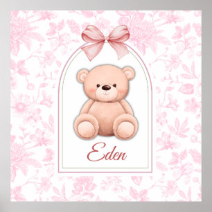 Eden   Custom Pink Teddy Bear Nursery Design  Poster