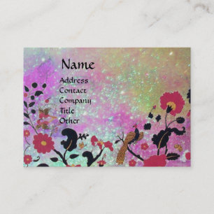 EDEN / WHIMSICAL GARDEN IN GOLD PURPLE SPARKLES BUSINESS CARD