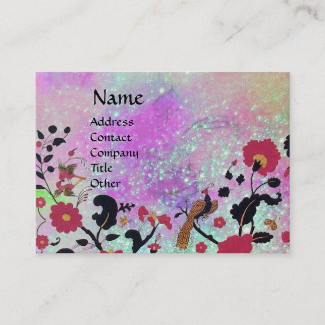EDEN / WHIMSICAL GARDEN PURPLE GOLD SPARKLES BUSINESS CARD (Front)