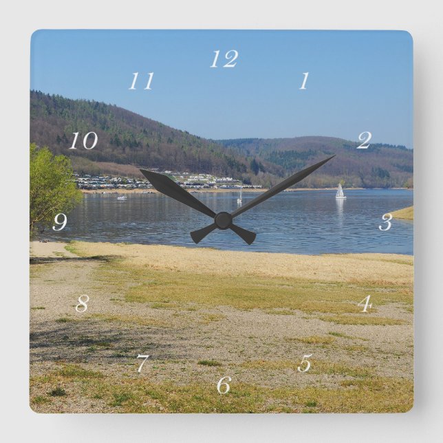 Edersee am Rehbach Square Wall Clock (Front)