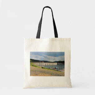 Edersee Staumauer bei Niedrigwasser Tote Bag
