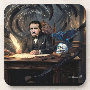 Edgar A. Poe Composing The Raven In Gothic Dreams Coaster