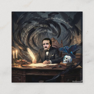 Edgar A. Poe Composing The Raven In Gothic Dreams  Enclosure Card