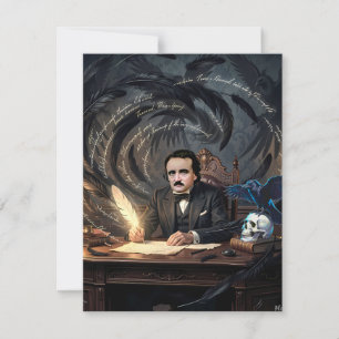 Edgar A. Poe Composing The Raven In Gothic Dreams  RSVP Card