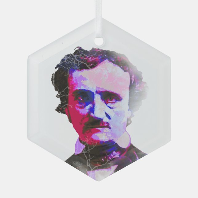Edgar Allan Poe Author Writer Poet Glass Ornament (Front)