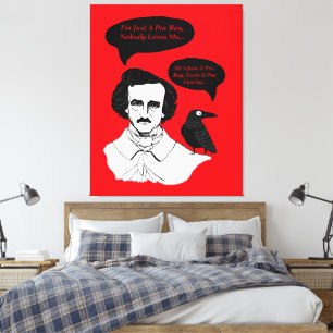 Edgar Allan Poe Boy and Raven Canvas Print