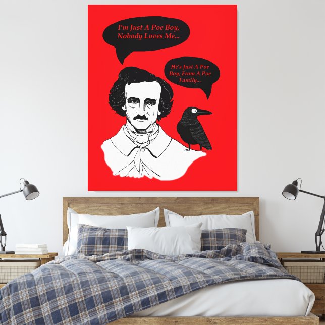 Edgar Allan Poe Boy and Raven Canvas Print (Insitu(Bedroom))