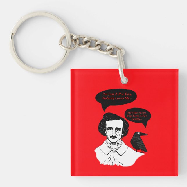 Edgar Allan Poe Boy and Raven Keychain (Front)