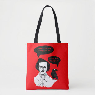 Edgar Allan Poe Boy and Raven Tote Bag