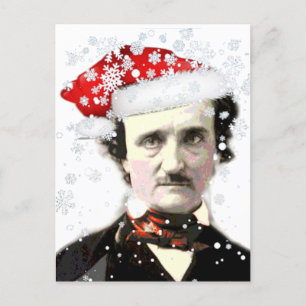 Edgar Allan Poe Christmas Hat Snowflake Postcard