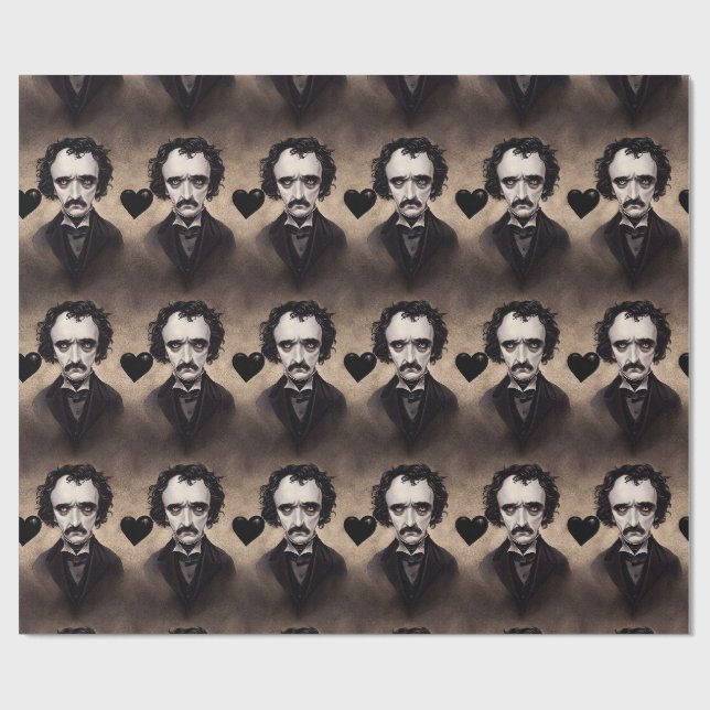 Edgar Allan Poe Goth Valentine's Day Wrappin Paper (Flat)