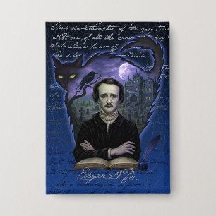 Edgar Allan Poe Gothic Raven Button