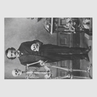 Edgar Allan Poe Holding a Skeleton Halloween Art  Tissue Paper