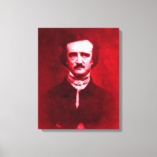 Edgar Allan Poe in Red Canvas Print (Front)
